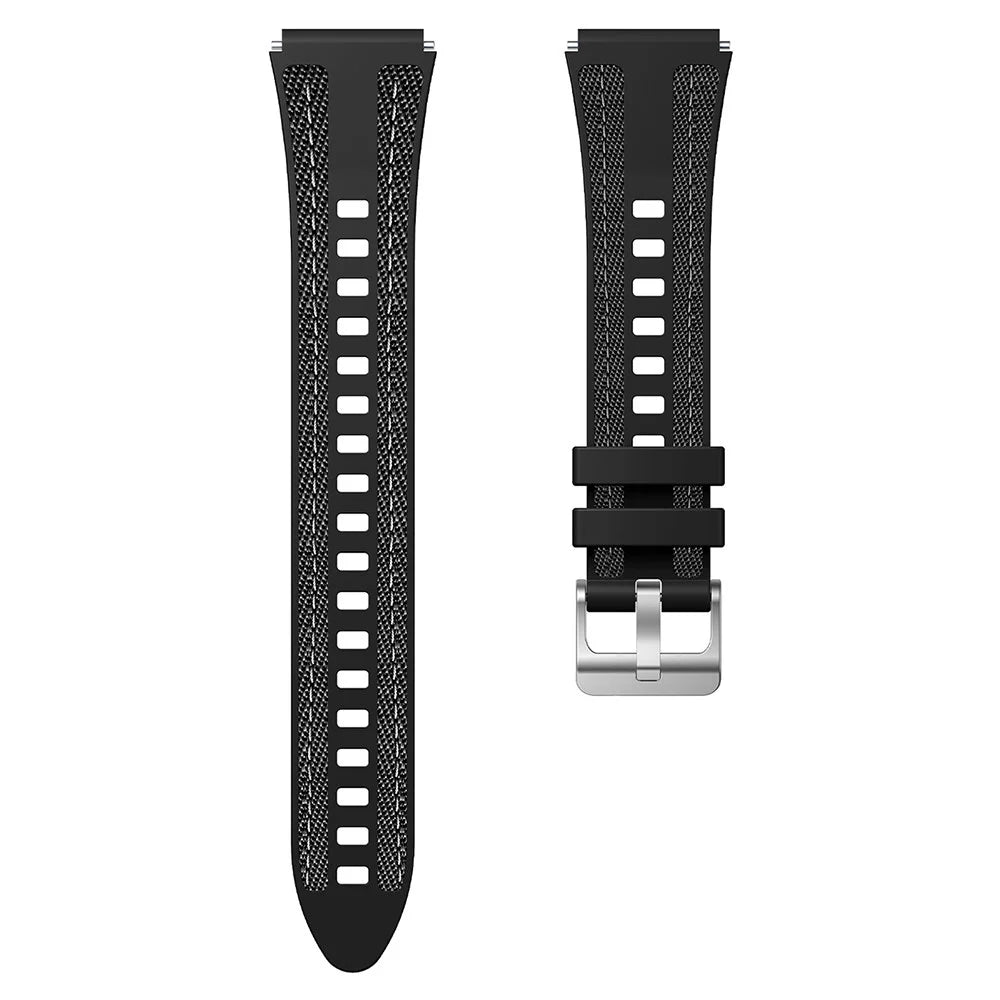 18mm Strap for Huawei Watch GT 5 41mm / GT 4 41mm / Garmin Venu 3S Universal Silicone+Nylon Watch Band - Black - 2