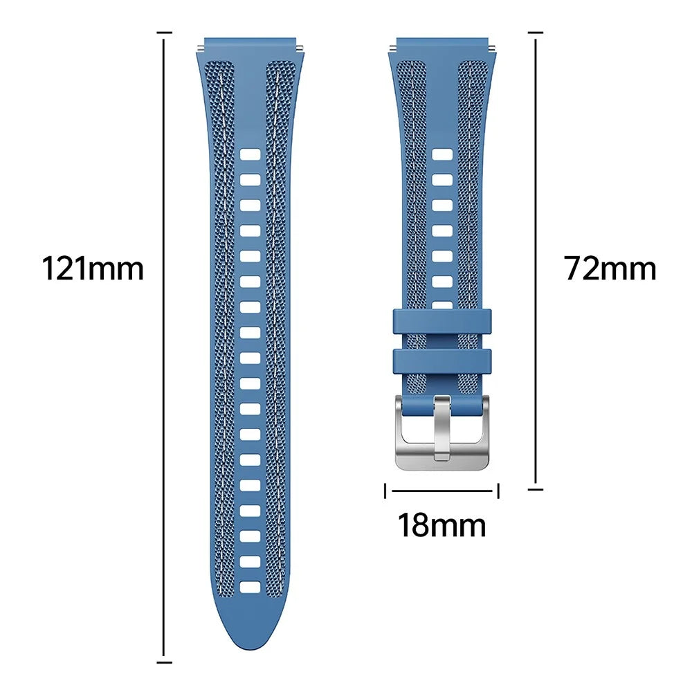 18mm Strap for Huawei Watch GT 5 41mm / GT 4 41mm / Garmin Venu 3S Universal Silicone+Nylon Watch Band - Black - 4