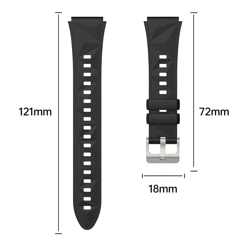 18mm Strap for Huawei Watch GT 5 41mm / GT 4 41mm / Garmin Venu 3S Rhombus Pattern Universal Silicone Watch Band - Black - 3