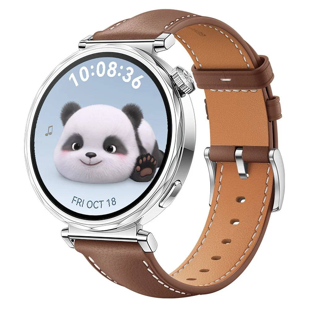 For Huawei Watch GT 5 41mm / GT 4 41mm Replacement Band 18mm Genuine Cow Leather Watch Strap - Brown - 2