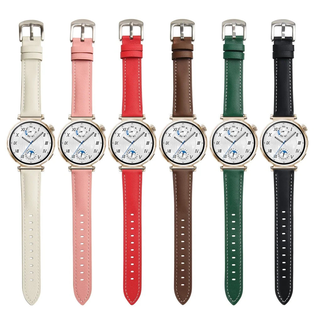 For Huawei Watch GT 5 41mm / GT 4 41mm Replacement Band 18mm Genuine Cow Leather Watch Strap - Brown - 3