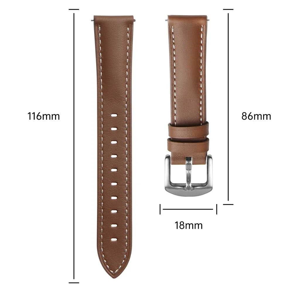 For Huawei Watch GT 5 41mm / GT 4 41mm Replacement Band 18mm Genuine Cow Leather Watch Strap - Brown - 4