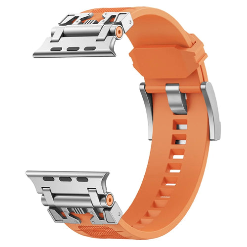 For Apple Watch Ultra 3 2 1 49mm / Series 11 10 46mm / 9 8 7 45mm / SE3 SE2 SE 6 5 4 44mm / 3 2 1 42mm TPU Watch Band - Silver / Orange - 1