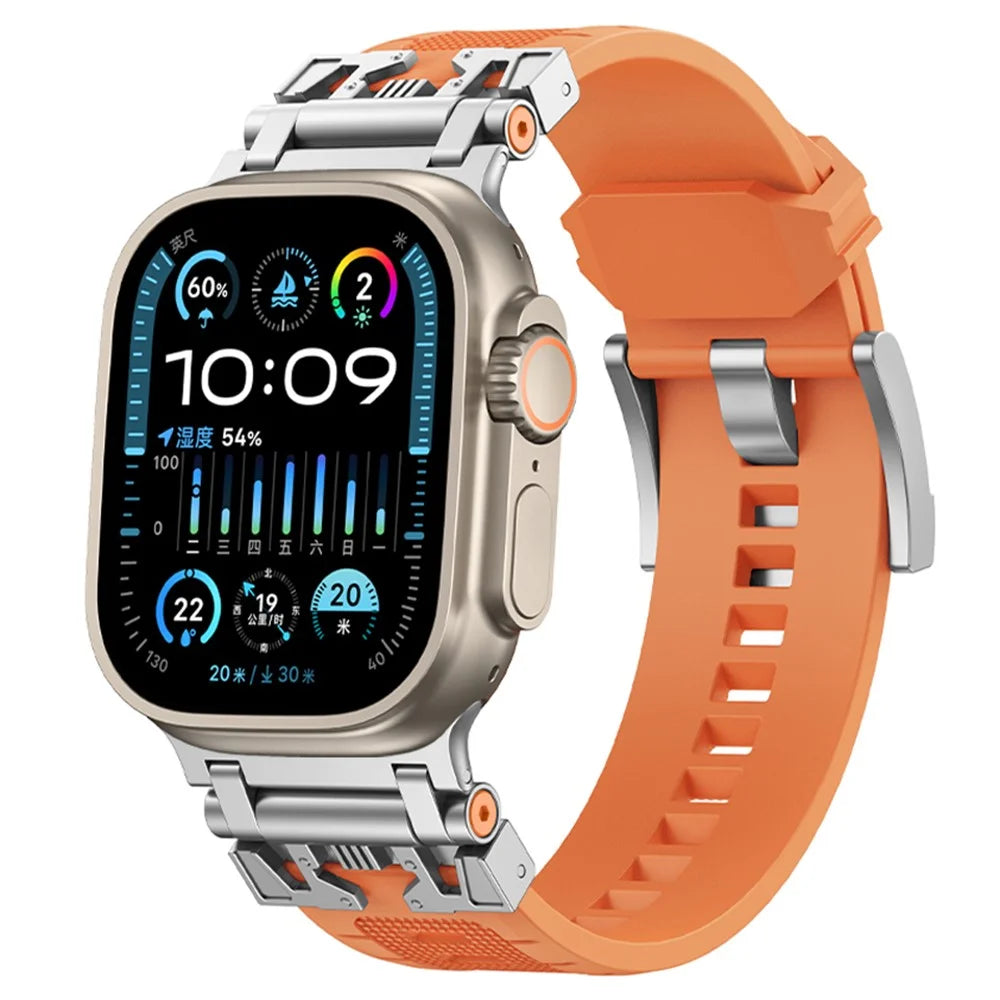 For Apple Watch Ultra 3 2 1 49mm / Series 11 10 46mm / 9 8 7 45mm / SE3 SE2 SE 6 5 4 44mm / 3 2 1 42mm TPU Watch Band - Silver / Orange - 2