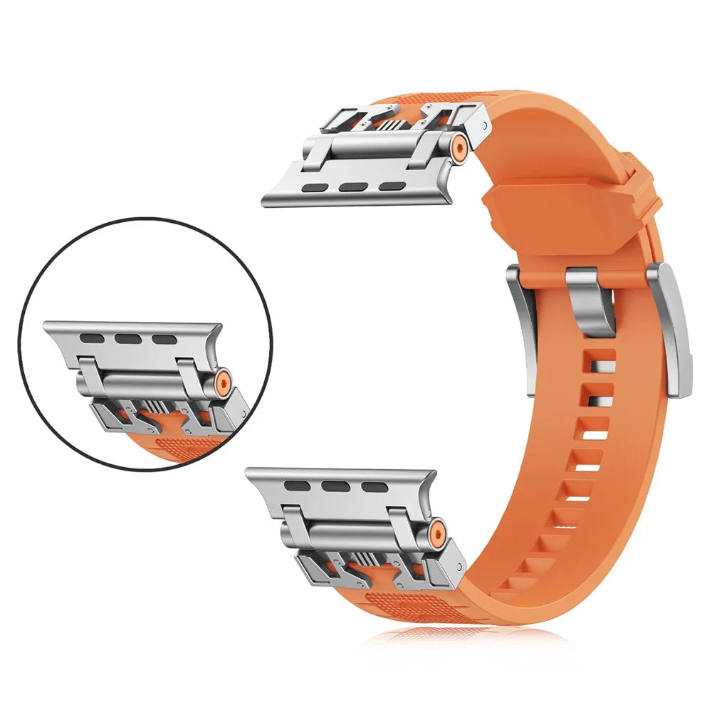 For Apple Watch Ultra 3 2 1 49mm / Series 11 10 46mm / 9 8 7 45mm / SE3 SE2 SE 6 5 4 44mm / 3 2 1 42mm TPU Watch Band - Silver / Orange - 4