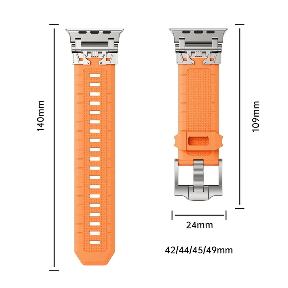For Apple Watch Ultra 3 2 1 49mm / Series 11 10 46mm / 9 8 7 45mm / SE3 SE2 SE 6 5 4 44mm / 3 2 1 42mm TPU Watch Band - Silver / Orange - 5