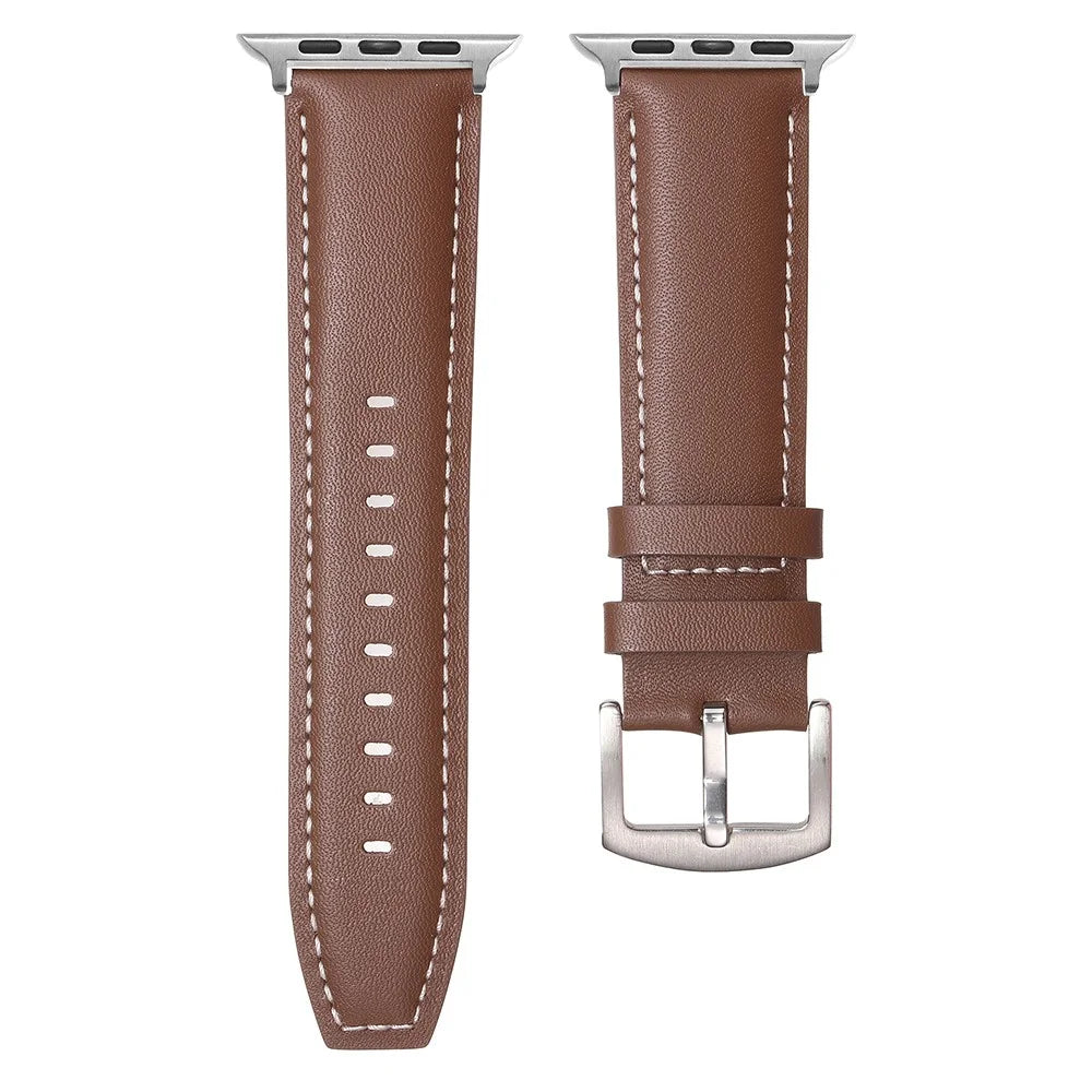 Strap for Apple Watch Ultra 3 2 1 49mm / Series 11 10 46mm / 9 8 7 45mm / SE3 SE2 SE 6 5 4 44mm / 3 2 1 42mm Genuine Cow Leather Band - Dark Brown - 2
