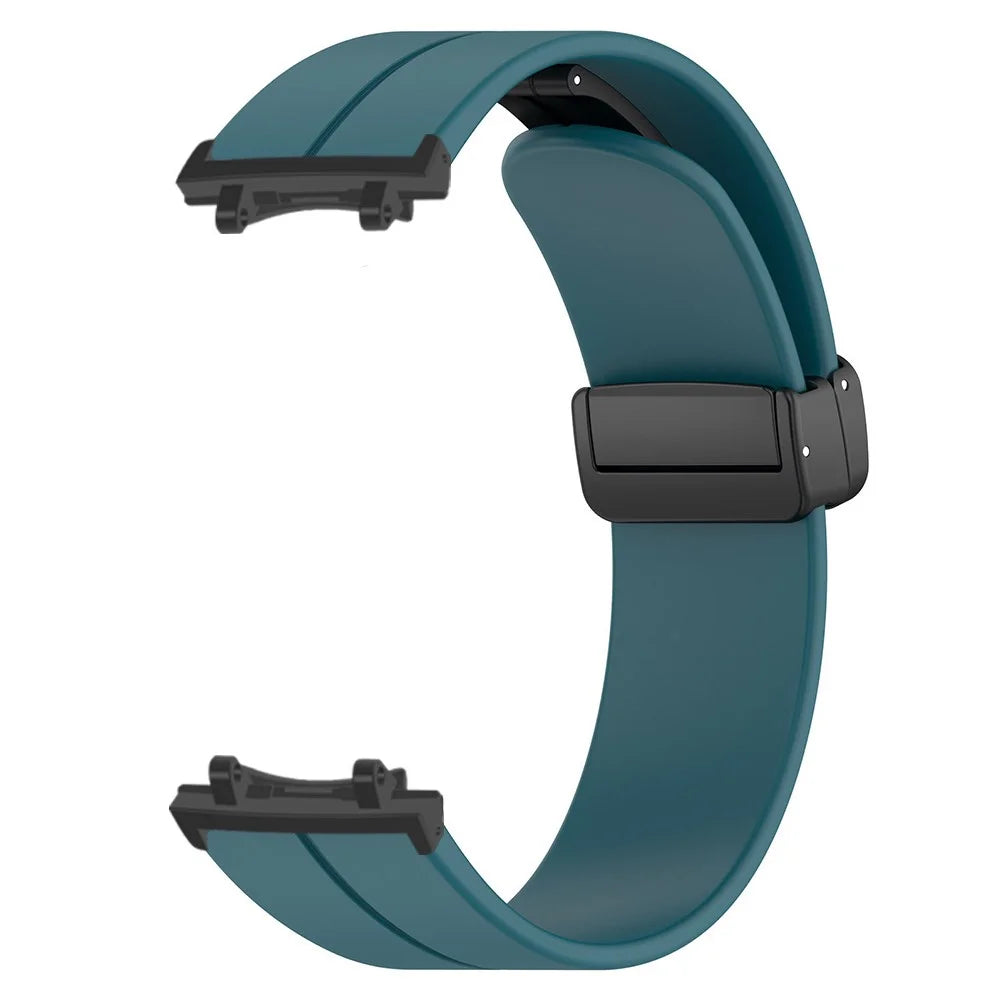 For Huami Amazfit T-Rex 3 Silicone Watch Band Magnetic Folding Buckle Wrist Strap (With Connector) - Rock Cyan - 2