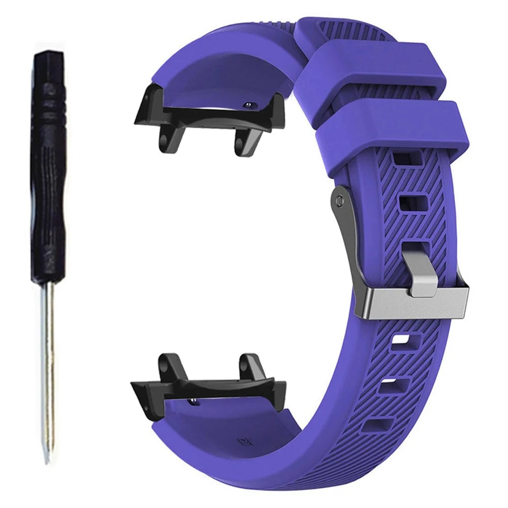 For Huami Amazfit T-Rex 3 Strap Twill Texture Soft Silicone Watch Band with Connector, Screwdriver - Purple - 1