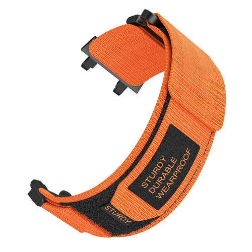 For Huami Amazfit T-Rex 3 Outdoor Climbing Watch Strap Magic Tape Breathable Nylon Band with Connector - Orange - 1