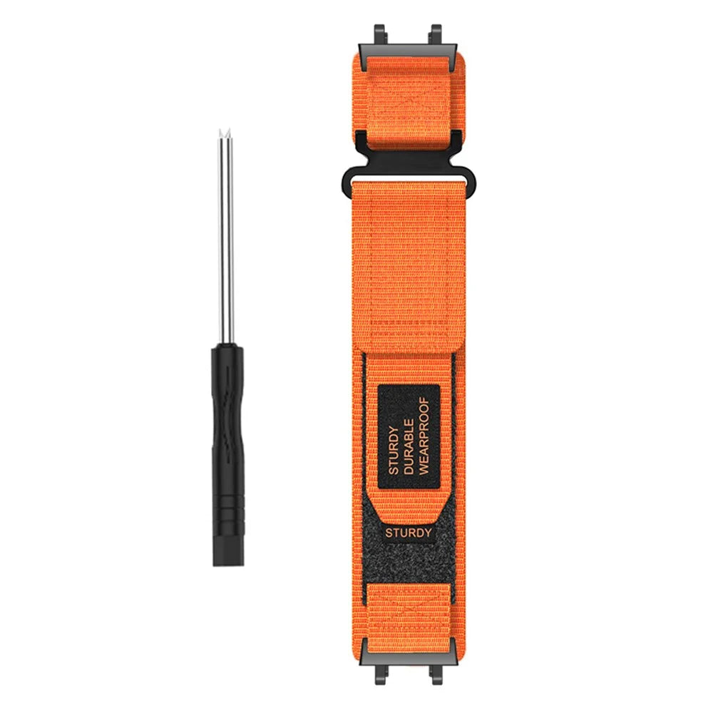 For Huami Amazfit T-Rex 3 Outdoor Climbing Watch Strap Magic Tape Breathable Nylon Band with Connector - Orange - 2
