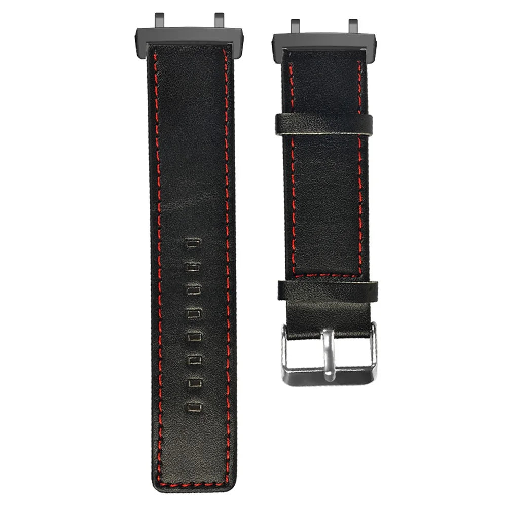 For Huami Amazfit T-Rex 3 Replacement Watch Band Stitching Genuine Cow Leather Wrist Strap with Connector - 1