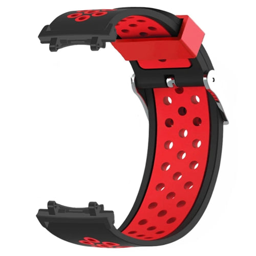 For Huami Amazfit T-Rex 3 Watch Band Dual Color Breathable Silicone Wrist Strap with Connector - Black / Red - 1