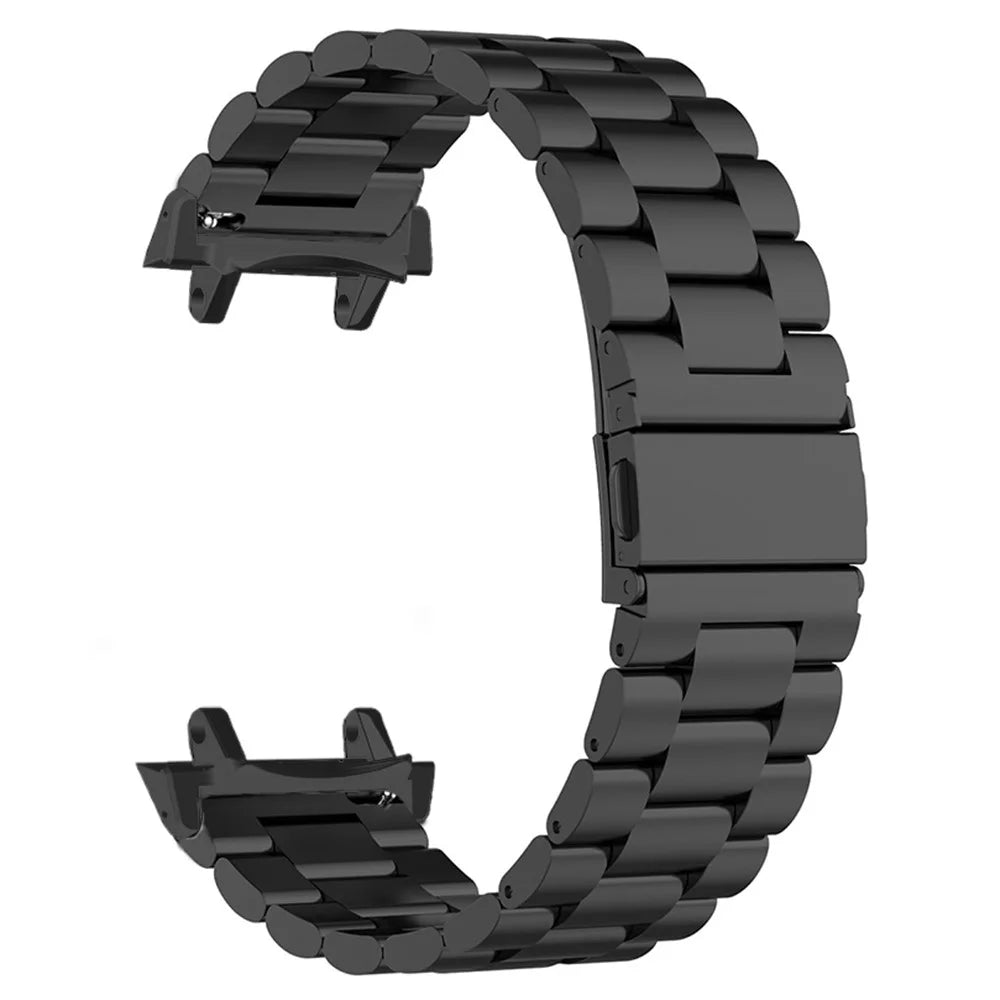 For Huami Amazfit T-Rex 3 Replacement Band Dual Press Buckle 3-Bead Steel Wrist Strap with Connector - Black - 1