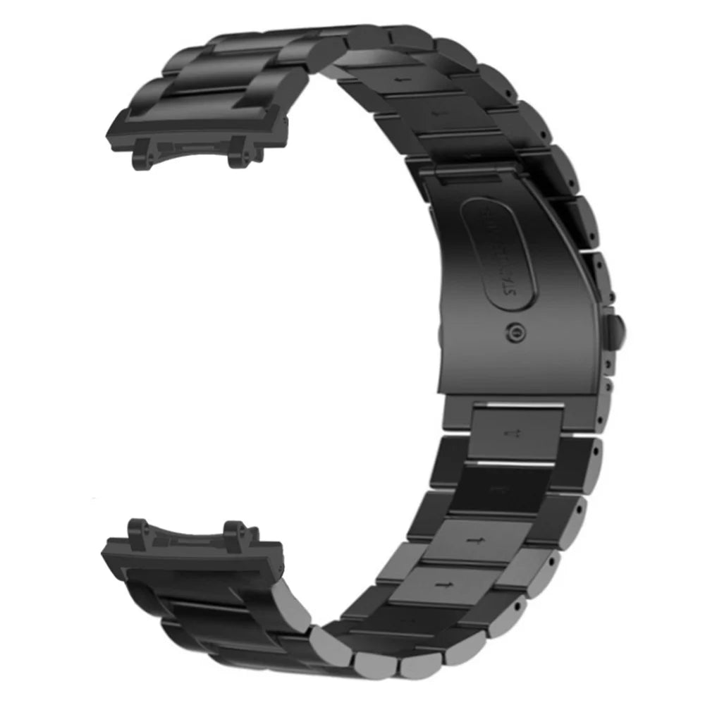 For Huami Amazfit T-Rex 3 Replacement Band Dual Press Buckle 3-Bead Steel Wrist Strap with Connector - Black - 2