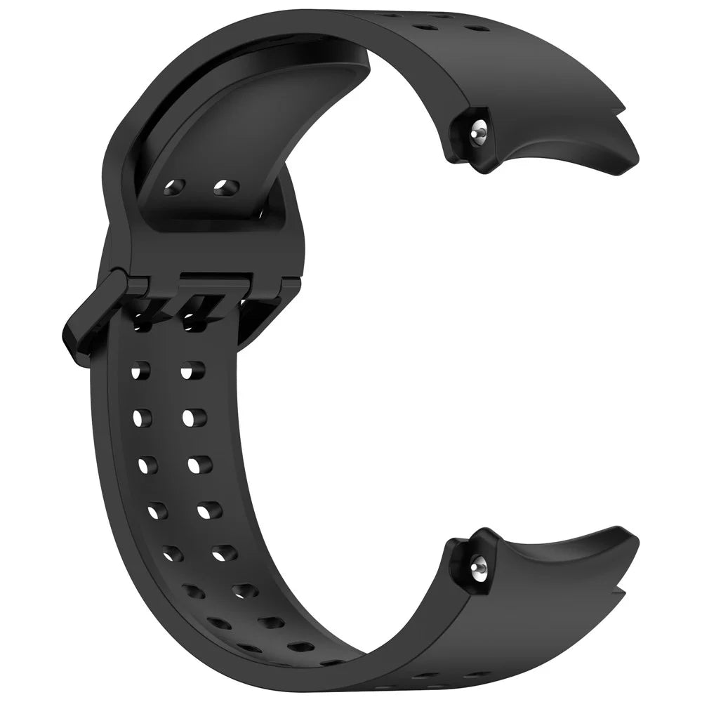 For Samsung Galaxy Watch7 44mm / FE 40mm Watch Band Replacement Silicone Strap with Dual Buckle - Black - 4