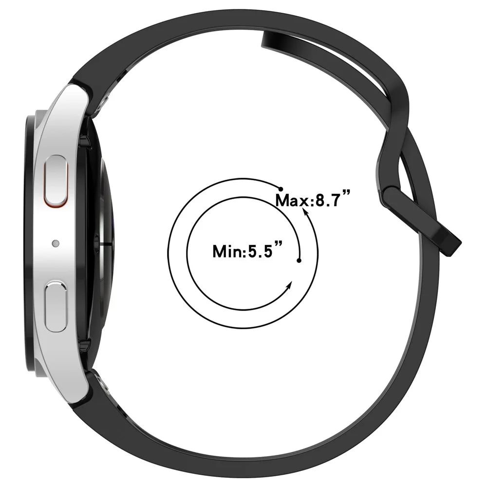 For Samsung Galaxy Watch7 44mm / FE 40mm Watch Band Replacement Silicone Strap with Dual Buckle - Black - 5