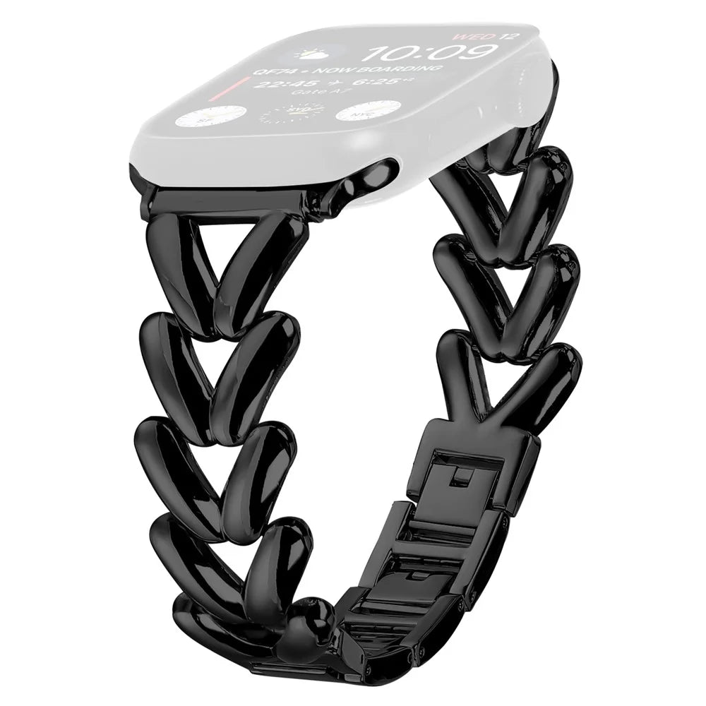 Strap for Apple Watch Series 11 10 42mm / 9 8 7 41mm / SE3 SE2 SE 6 5 4 40mm / 3 2 1 38mm Twisted Metal Zinc Alloy Watch Band - Black - 1
