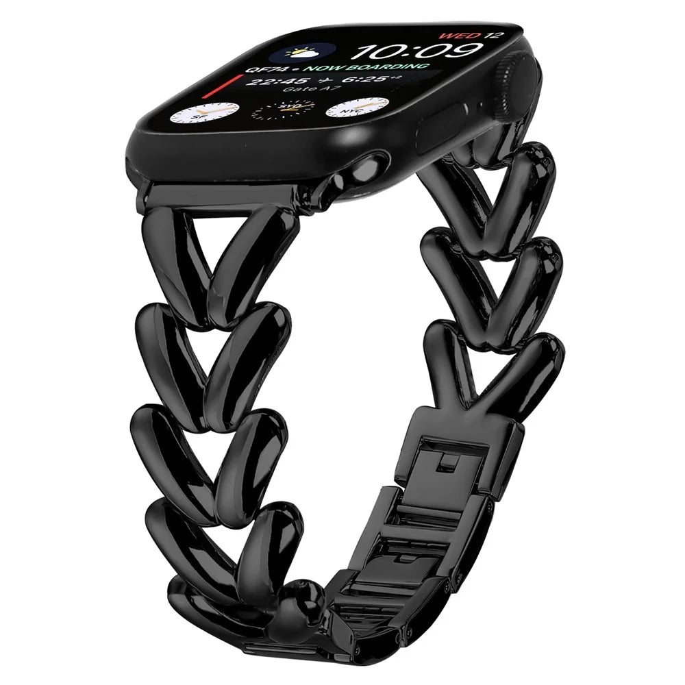 Strap for Apple Watch Series 11 10 42mm / 9 8 7 41mm / SE3 SE2 SE 6 5 4 40mm / 3 2 1 38mm Twisted Metal Zinc Alloy Watch Band - Black - 2