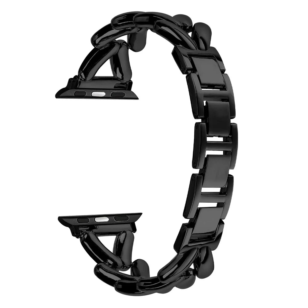 Strap for Apple Watch Series 11 10 42mm / 9 8 7 41mm / SE3 SE2 SE 6 5 4 40mm / 3 2 1 38mm Twisted Metal Zinc Alloy Watch Band - Black - 3