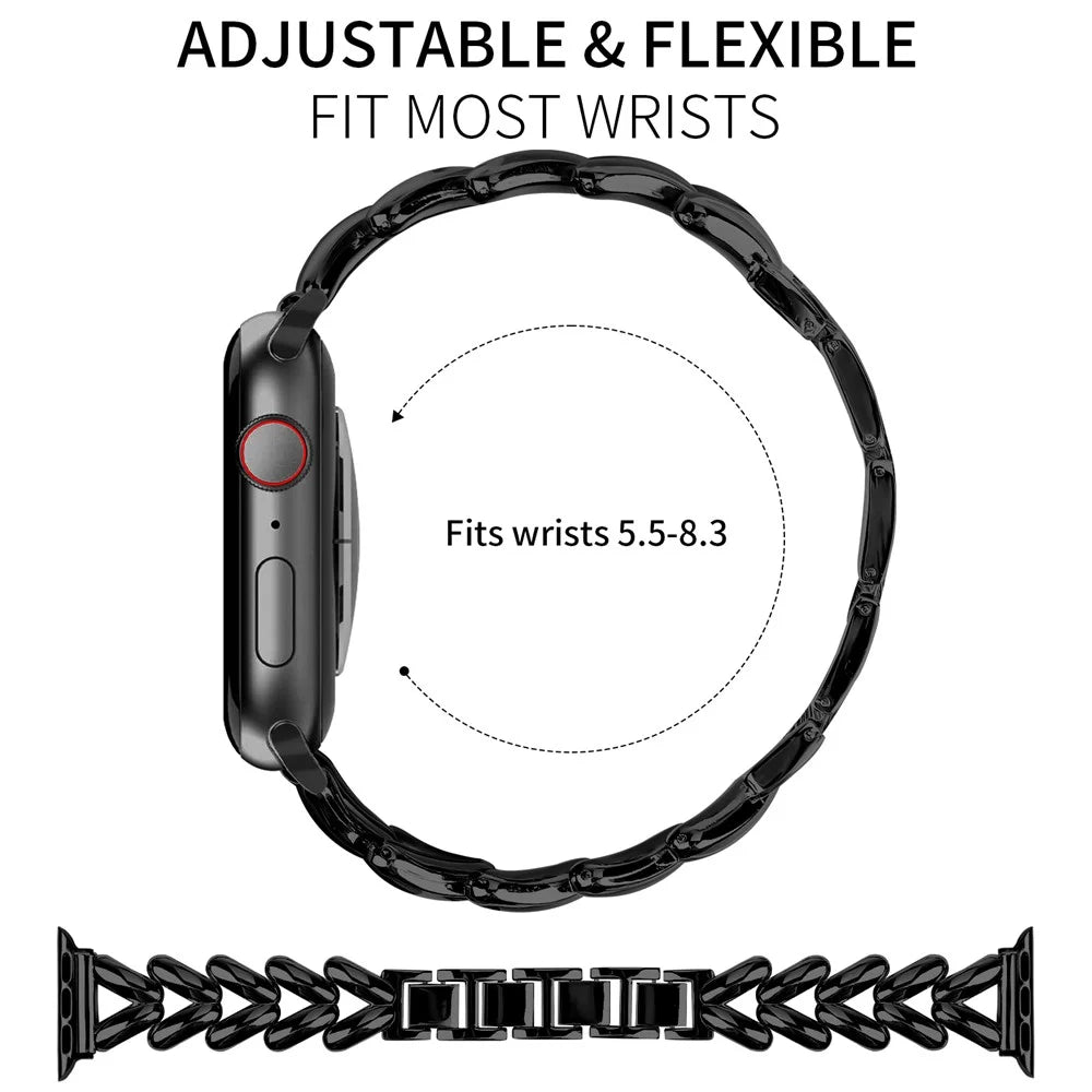 Strap for Apple Watch Series 11 10 42mm / 9 8 7 41mm / SE3 SE2 SE 6 5 4 40mm / 3 2 1 38mm Twisted Metal Zinc Alloy Watch Band - Black - 7
