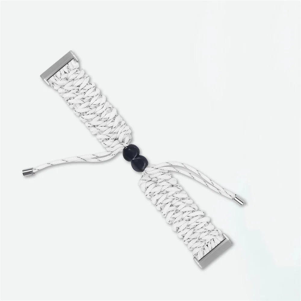 New Style Braided Rope Adjustable Watchband Replacement for Fitbit Versa 3/Sense - White - 1