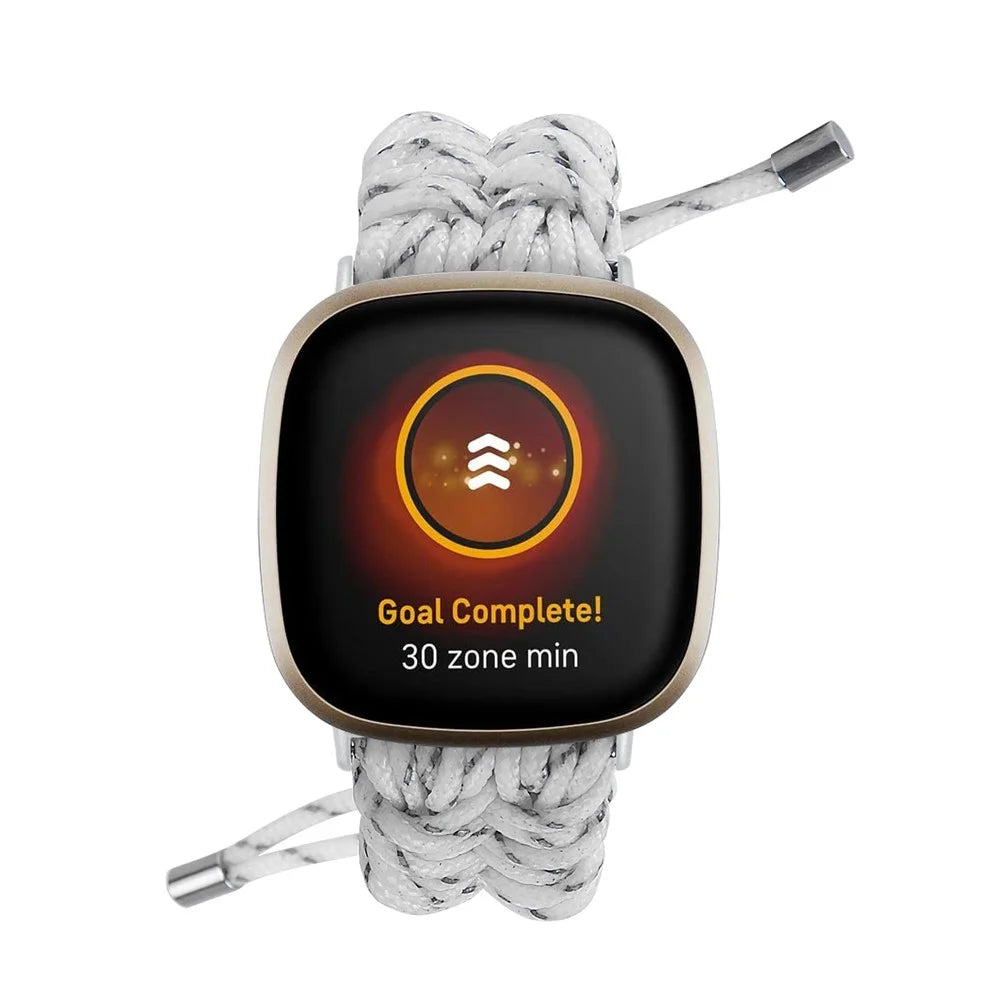 New Style Braided Rope Adjustable Watchband Replacement for Fitbit Versa 3/Sense - White - 3