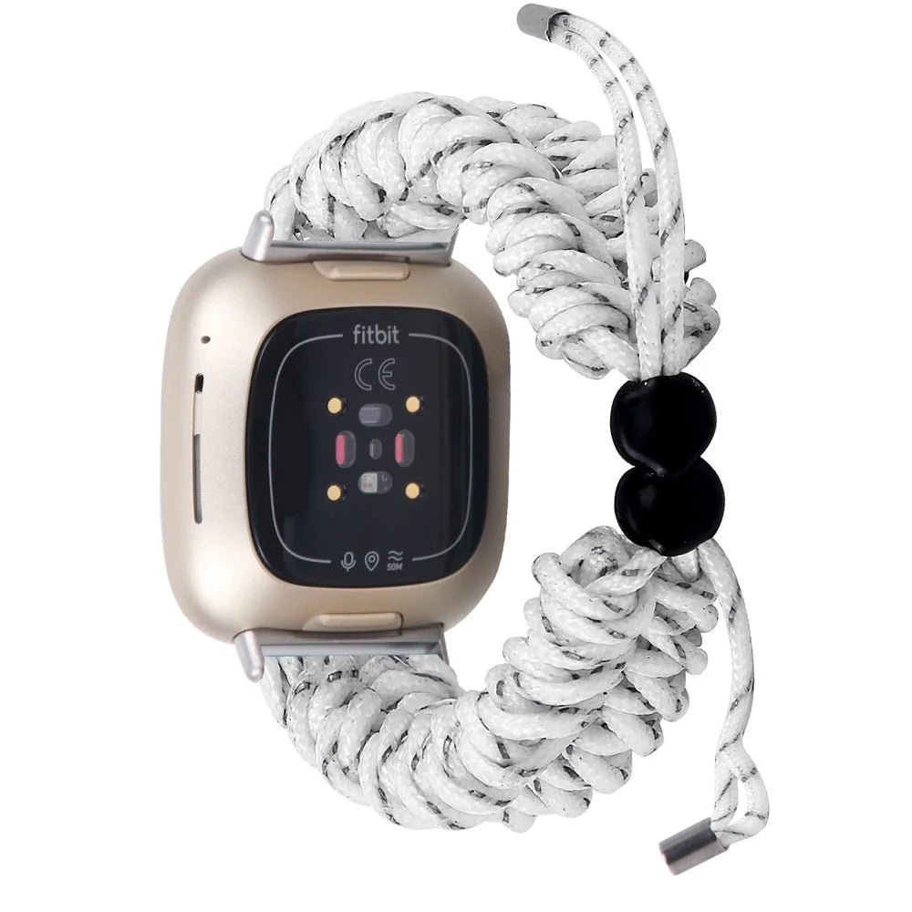 New Style Braided Rope Adjustable Watchband Replacement for Fitbit Versa 3/Sense - White - 4
