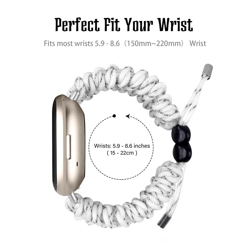New Style Braided Rope Adjustable Watchband Replacement for Fitbit Versa 3/Sense - White - 5