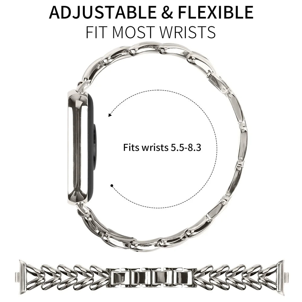 Zinc Alloy Watch Band for Xiaomi Smart Band 10 Pro / 9 Pro / 8 Pro / Redmi Watch 6 / 5 / 4 Twisted Metal Watch Strap Replacement - Starlight - 7