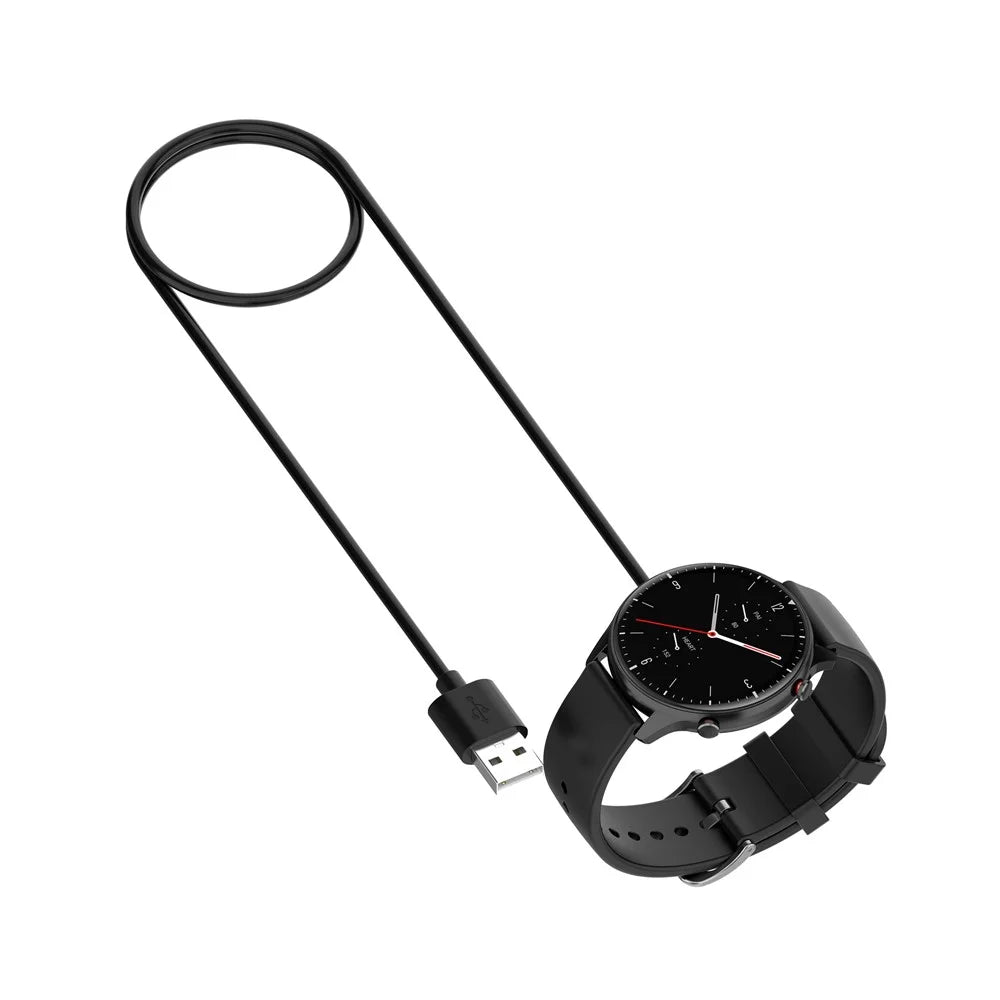 1m Magnetic Smart Watch Charger Cable for Huami Amazfit GTR2 / GTR2e / GTS2 / BIPU / Pop / Bip 3 / Bip 5 / GTS4 Mini / GTR Mini (A2174) - Black - 2
