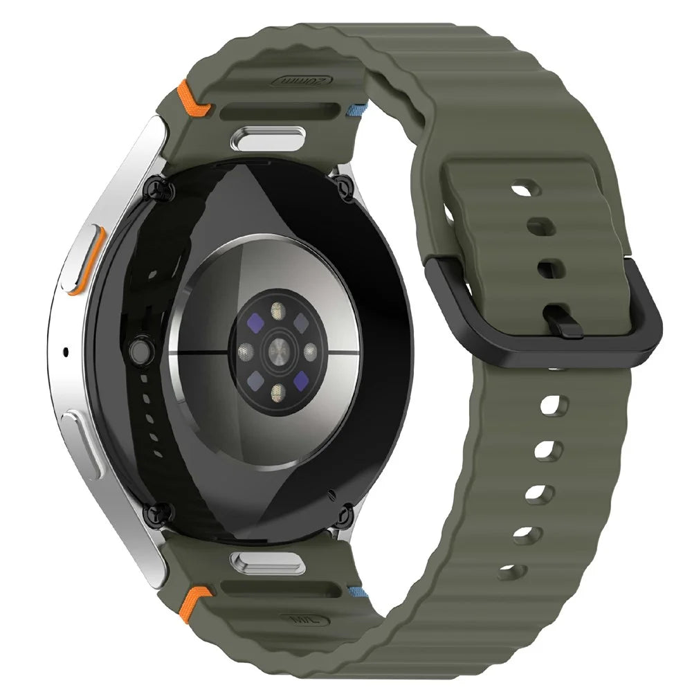 For Samsung Galaxy Watch7 44mm / 40mm / Watch FE 40mm / Watch6 40mm / 44mm Replacement Band Silicone Watch Strap - Army Green - 1