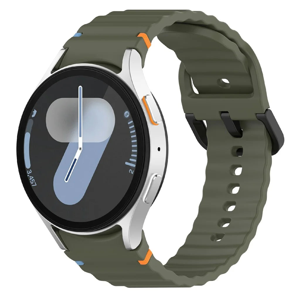 For Samsung Galaxy Watch7 44mm / 40mm / Watch FE 40mm / Watch6 40mm / 44mm Replacement Band Silicone Watch Strap - Army Green - 2