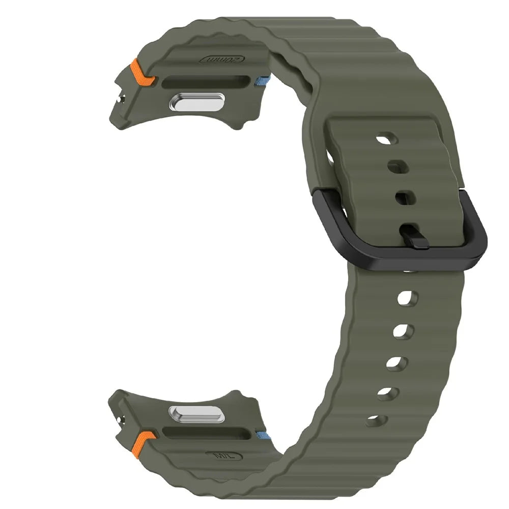 For Samsung Galaxy Watch7 44mm / 40mm / Watch FE 40mm / Watch6 40mm / 44mm Replacement Band Silicone Watch Strap - Army Green - 3