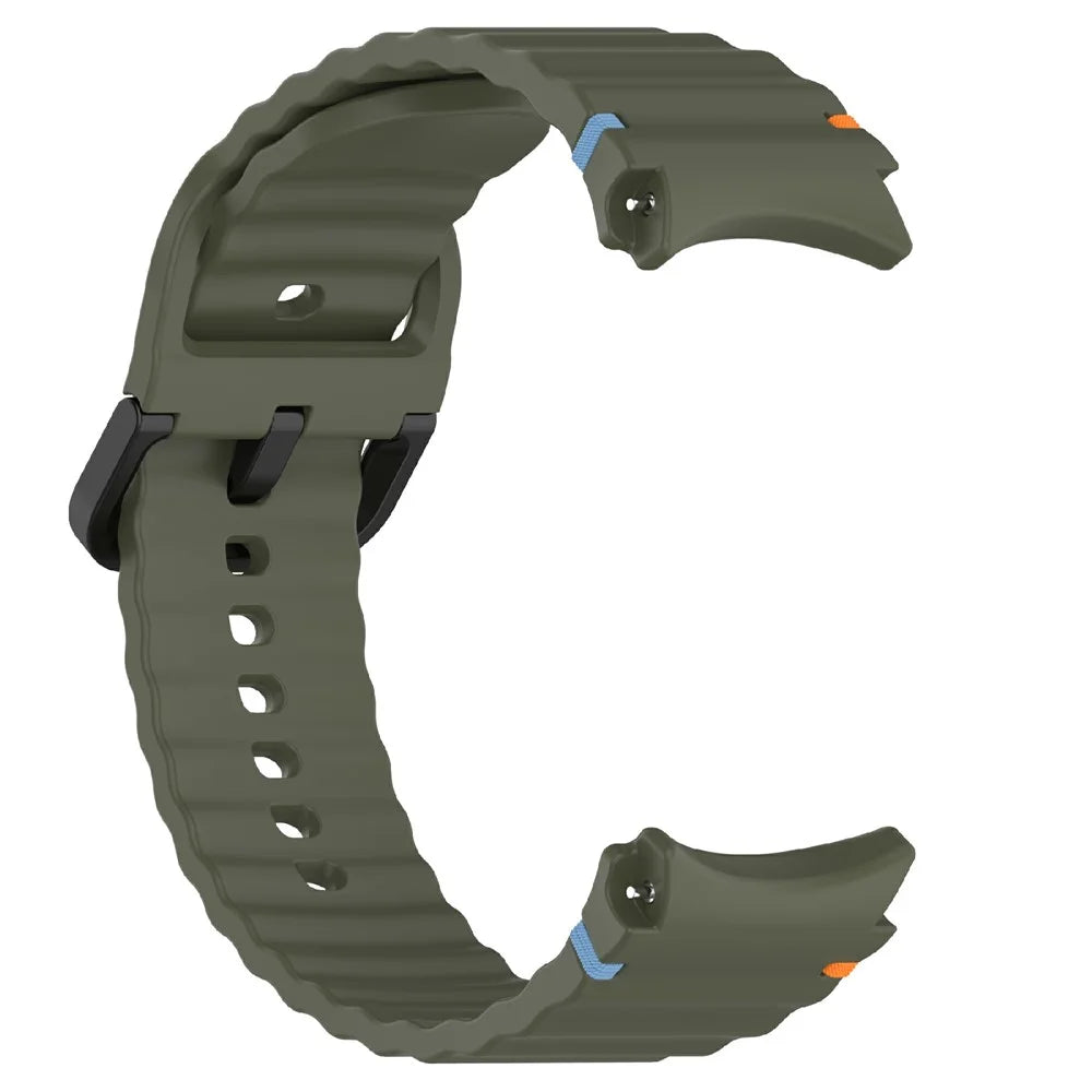 For Samsung Galaxy Watch7 44mm / 40mm / Watch FE 40mm / Watch6 40mm / 44mm Replacement Band Silicone Watch Strap - Army Green - 4