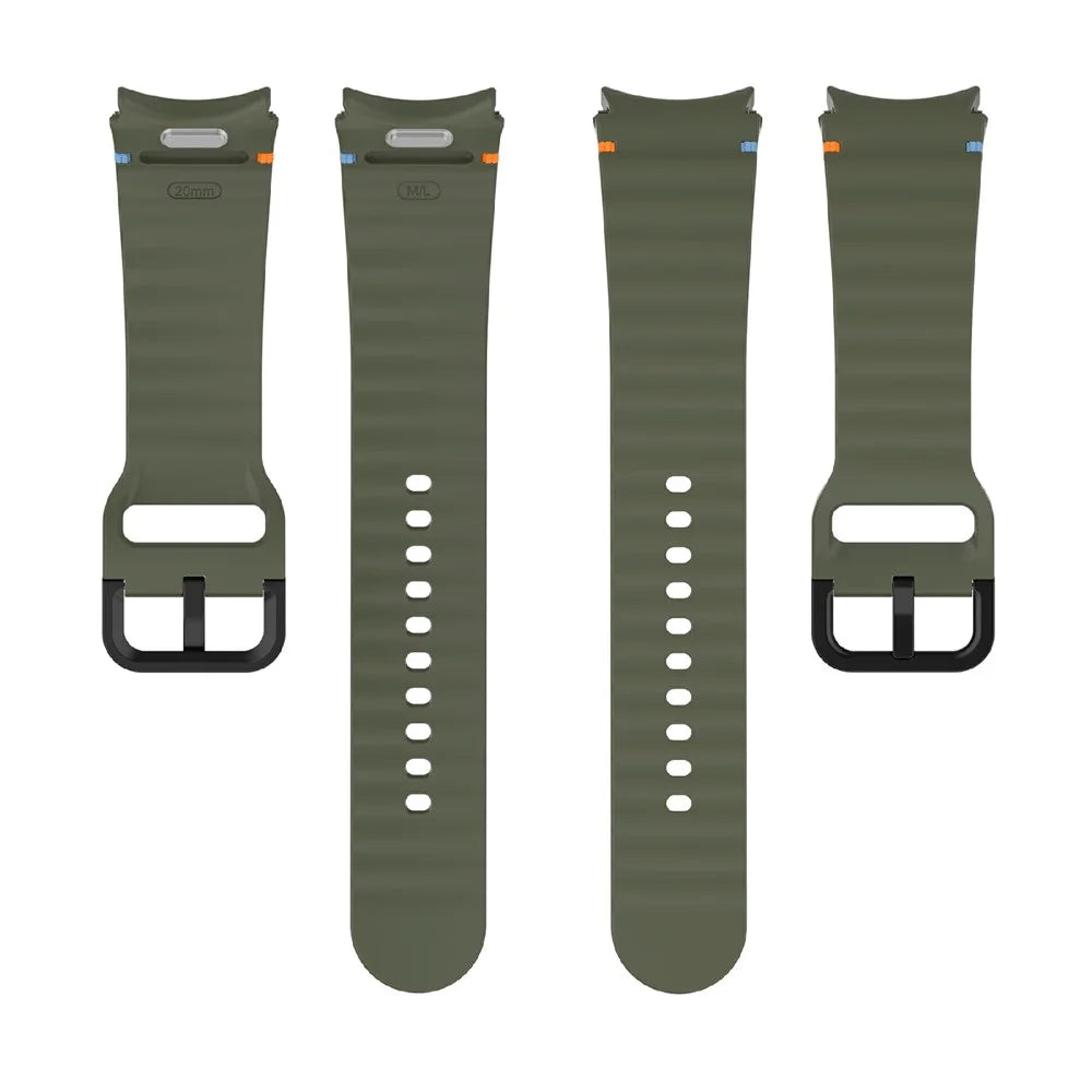 For Samsung Galaxy Watch7 44mm / 40mm / Watch FE 40mm / Watch6 40mm / 44mm Replacement Band Silicone Watch Strap - Army Green - 5