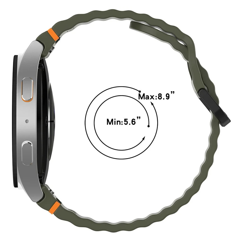 For Samsung Galaxy Watch7 44mm / 40mm / Watch FE 40mm / Watch6 40mm / 44mm Replacement Band Silicone Watch Strap - Army Green - 6