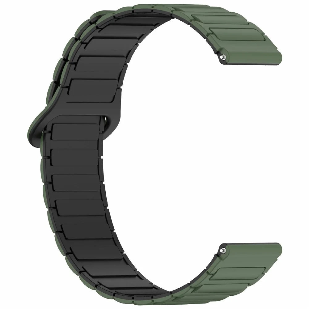 For Huawei Watch GT 5 Pro 46mm / GT 5 46mm / Watch 4 / Samsung Galaxy Watch3 45mm Silicone Band 22mm Magnetic Watch Strap - Army Green / Black - 4