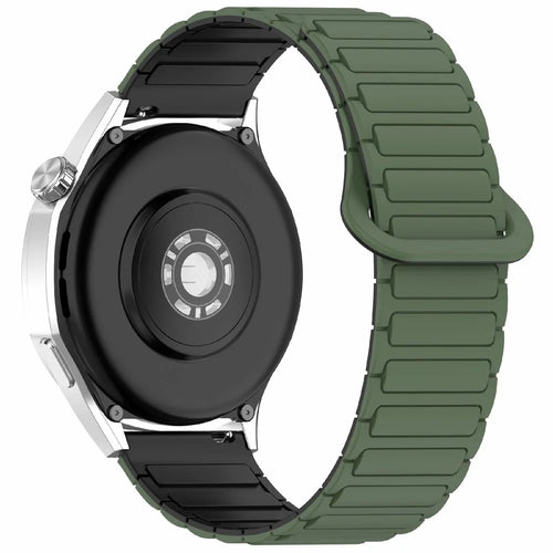 For Huawei Watch GT 5 Pro 42mm / GT 5 41mm / GT 4 41mm / Garmin Venu 3S / Forerunner 265S Silicone Band 18mm Magnetic Watch Strap - Army Green / Black - 1