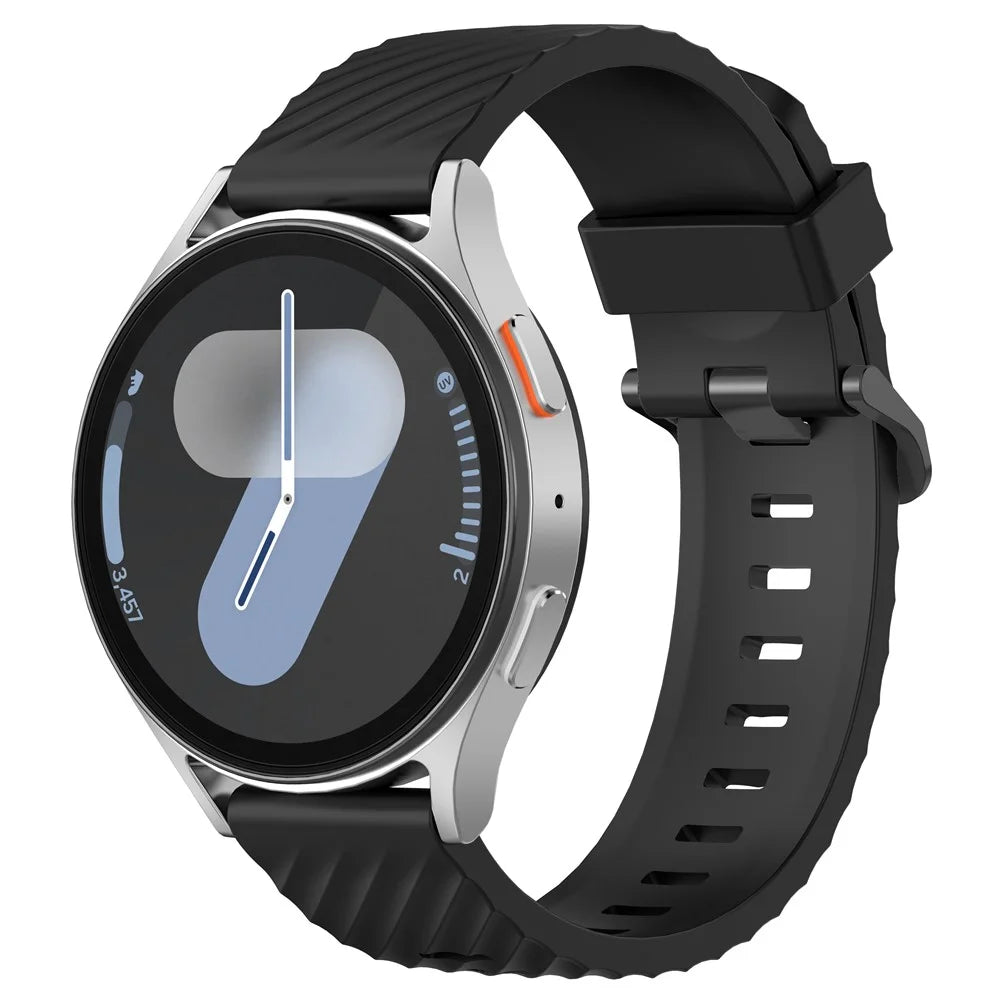 For Samsung Galaxy Watch7 40mm / 44mm Watch Strap 20mm Silicone Watch Band - Black - 4