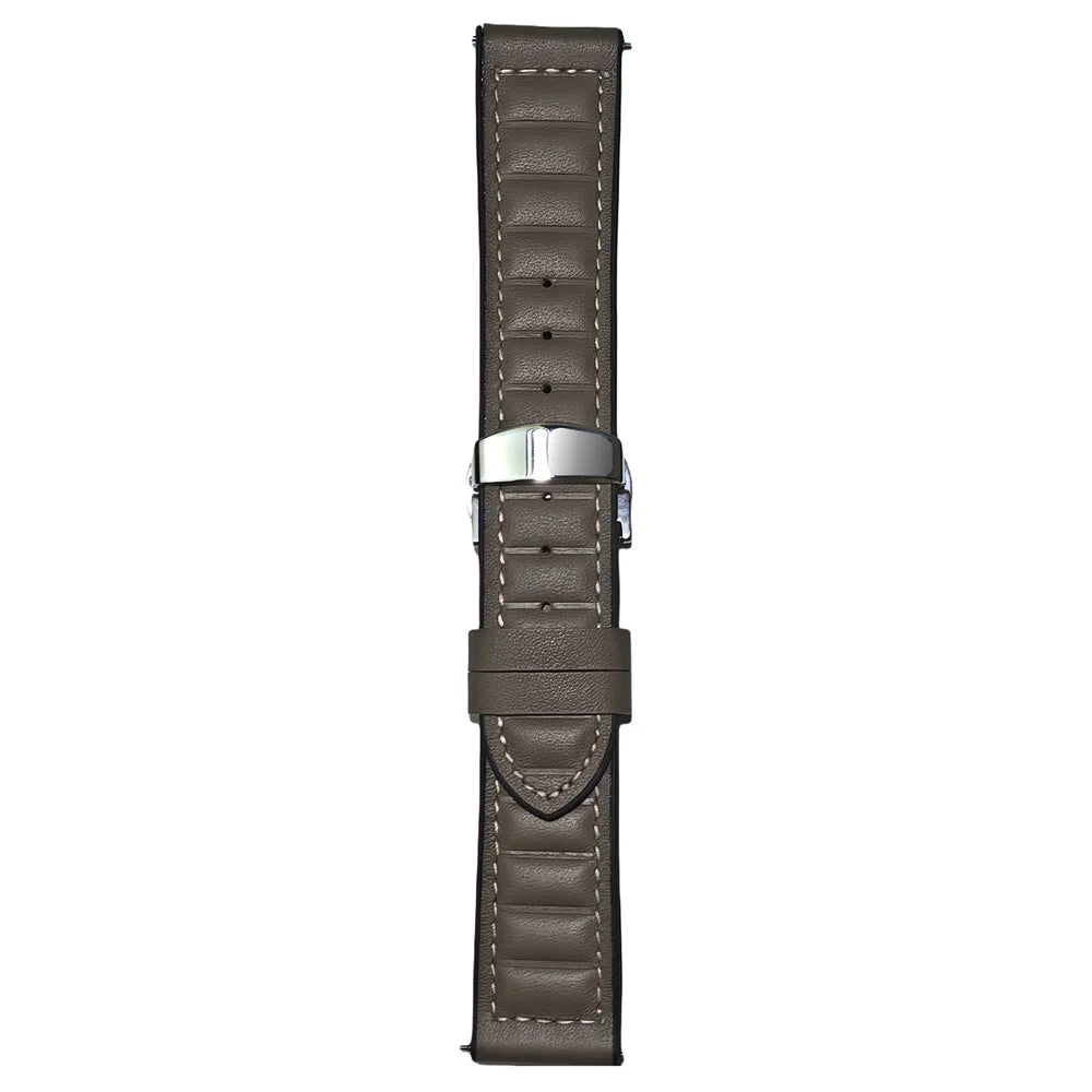 For Samsung Galaxy Watch7 44mm 40mm / Watch FE 40mm Universal 20mm Genuine Cowhide Leather Watch Strap - Tan - 1