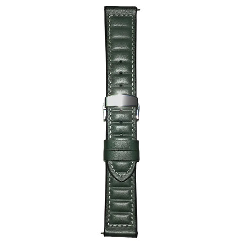 For Huawei Watch GT 5 Pro 42mm / GT 5 41mm Universal 18mm Genuine Cowhide Leather Watch Strap - Green - 1