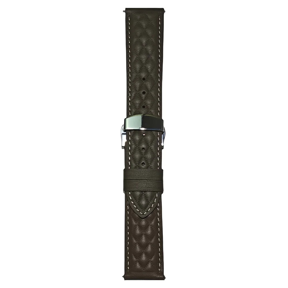 For Samsung Galaxy Watch7 44mm 40mm / Watch FE 40mm Universal 20mm Rhombus Texture Genuine Cowhide Leather Watch Strap - Tan - 1