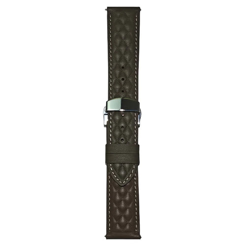 For Samsung Galaxy Watch7 44mm 40mm / Watch FE 40mm Universal 20mm Rhombus Texture Genuine Cowhide Leather Watch Strap - Tan - 1