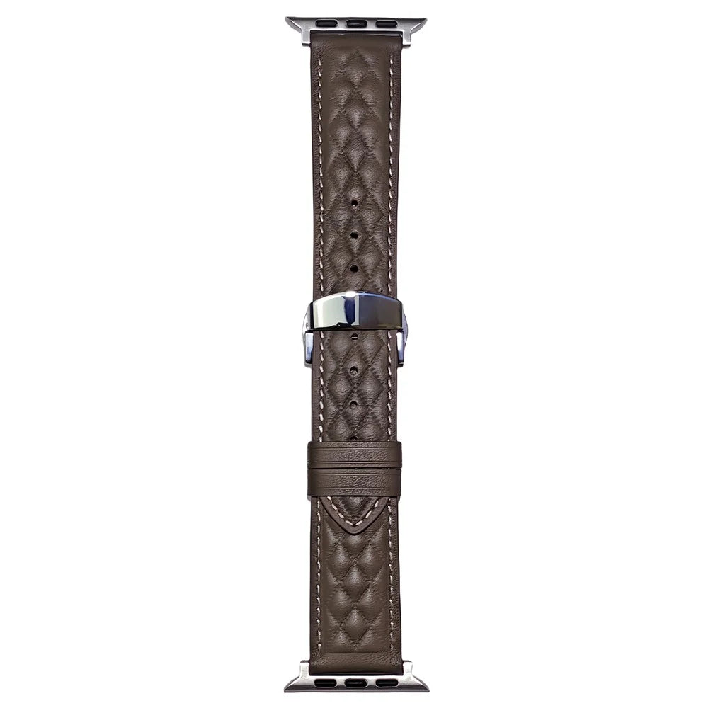 Genuine Cowhide Leather Strap for Apple Watch Ultra 3 2 1 49mm / Series 11 10 46mm / 9 8 7 45mm / SE3 SE2 SE 6 5 4 44mm / 3 2 1 42mm - Tan - 1