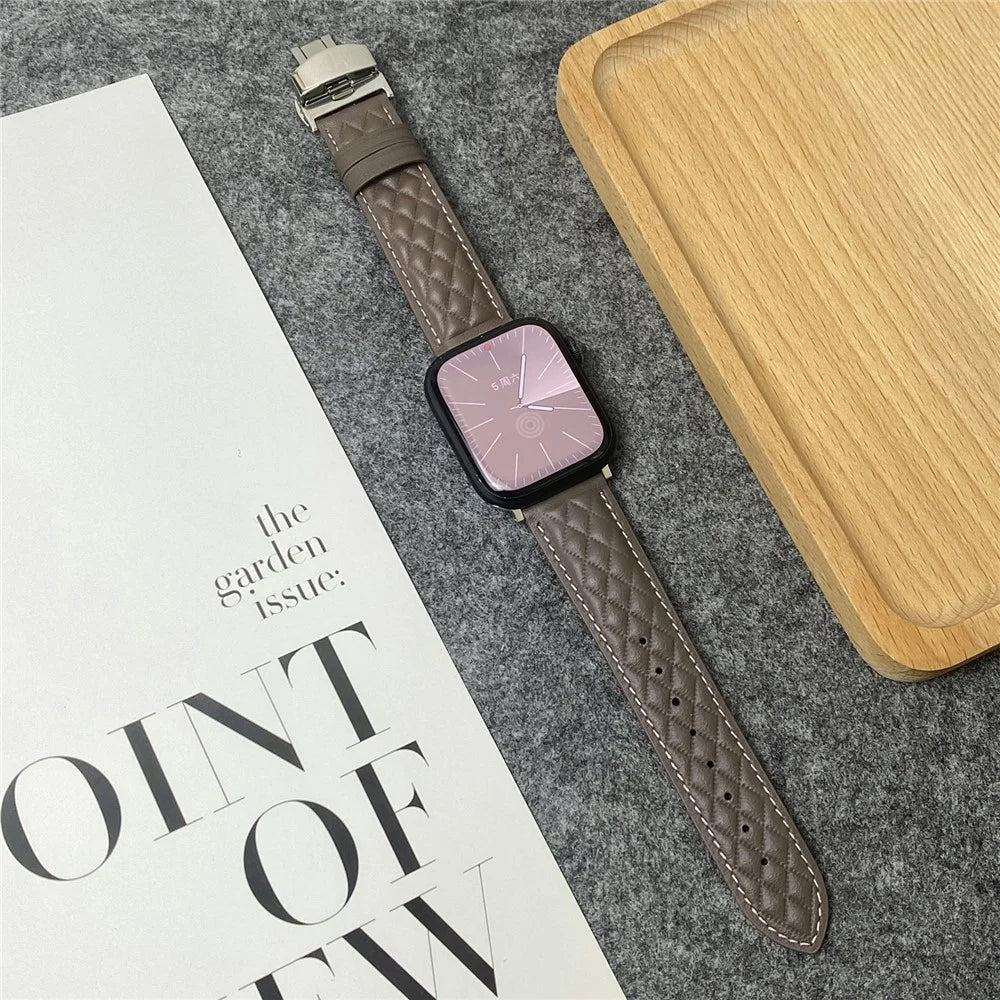 Genuine Cowhide Leather Strap for Apple Watch Ultra 3 2 1 49mm / Series 11 10 46mm / 9 8 7 45mm / SE3 SE2 SE 6 5 4 44mm / 3 2 1 42mm - Tan - 2