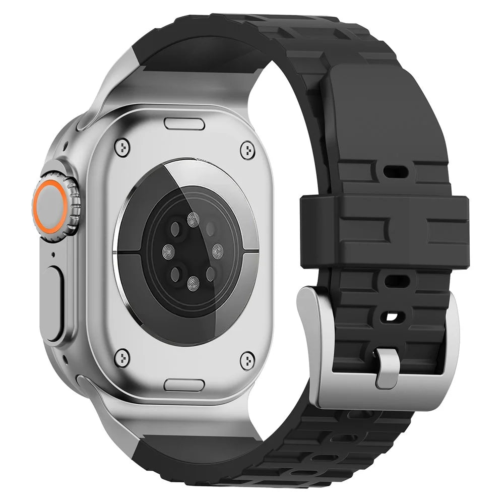 Liquid Silicone Strap for Apple Watch Ultra 3 2 1 49mm / Series 11 10 46mm / 9 8 7 45mm / SE3 SE2 SE 6 5 4 44mm / 3 2 1 42mm - Black - 1