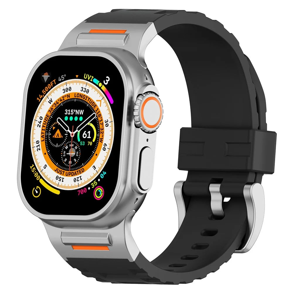 Liquid Silicone Strap for Apple Watch Ultra 3 2 1 49mm / Series 11 10 46mm / 9 8 7 45mm / SE3 SE2 SE 6 5 4 44mm / 3 2 1 42mm - Black - 3