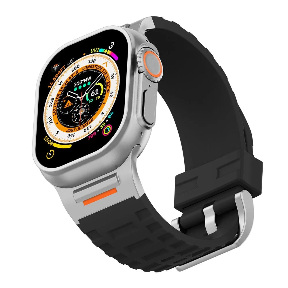 Liquid Silicone Strap for Apple Watch Ultra 3 2 1 49mm / Series 11 10 46mm / 9 8 7 45mm / SE3 SE2 SE 6 5 4 44mm / 3 2 1 42mm - Black - 5