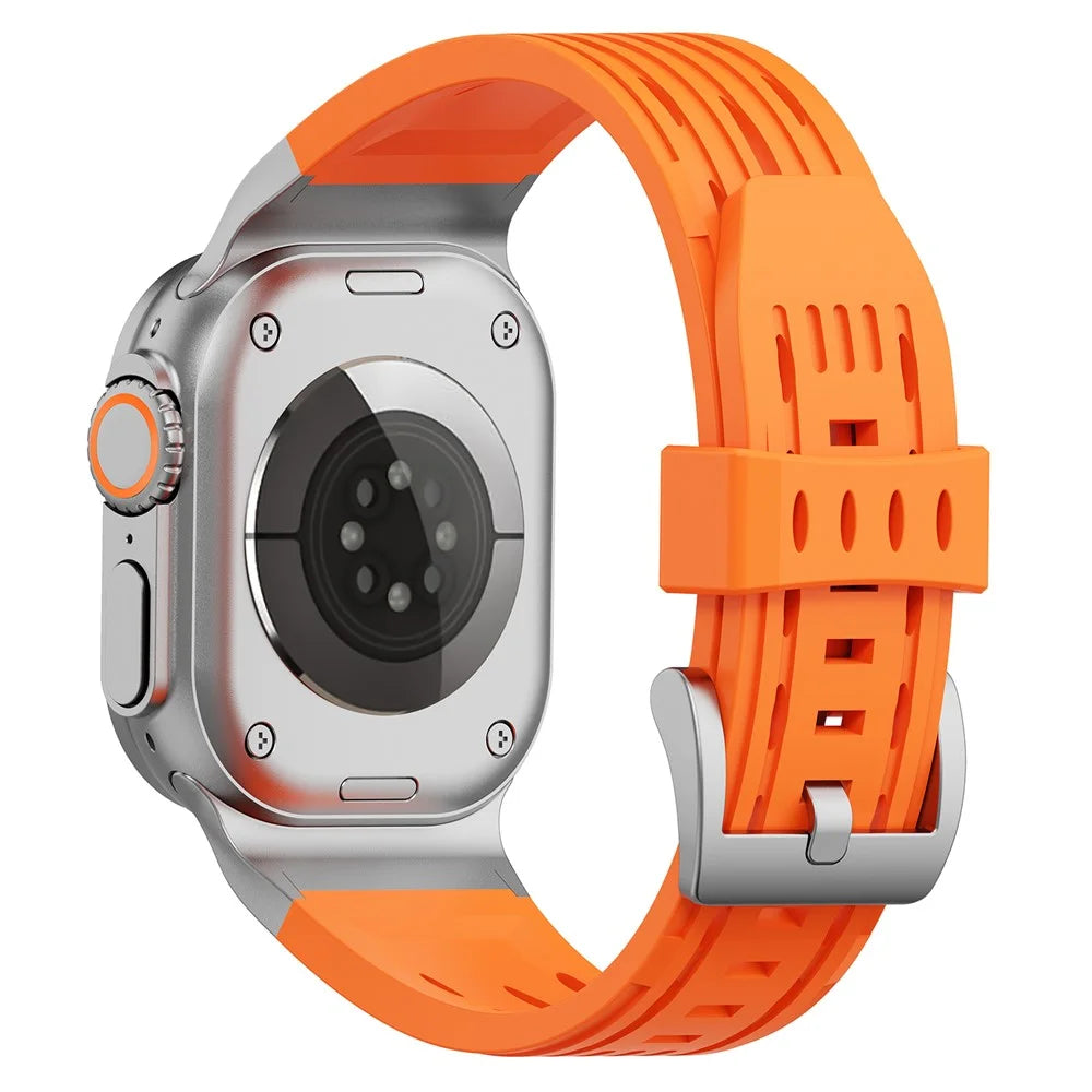 Multiple Holes Watch Strap for Apple Watch Ultra 3 2 1 49mm / Series 11 10 46mm / 9 8 7 45mm / SE3 SE2 SE 6 5 4 44mm / 3 2 1 42mm - Orange - 1